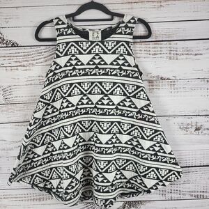 PPLA Aztec Print Tank Top S Womens Sleeveless Black White Pullover Flared